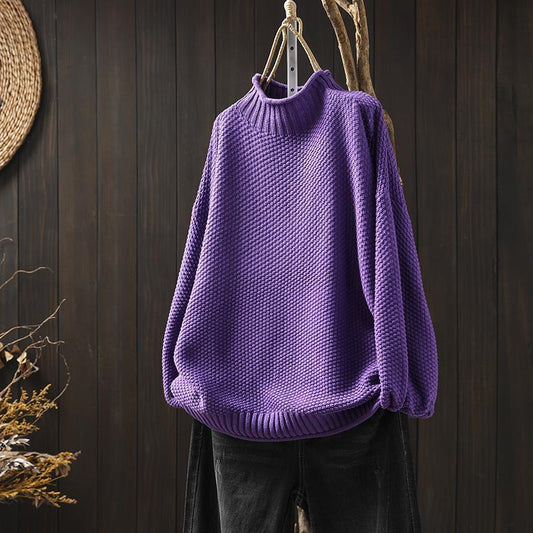 Elina - Damski sweter oversize z golfem luźny i przytulny