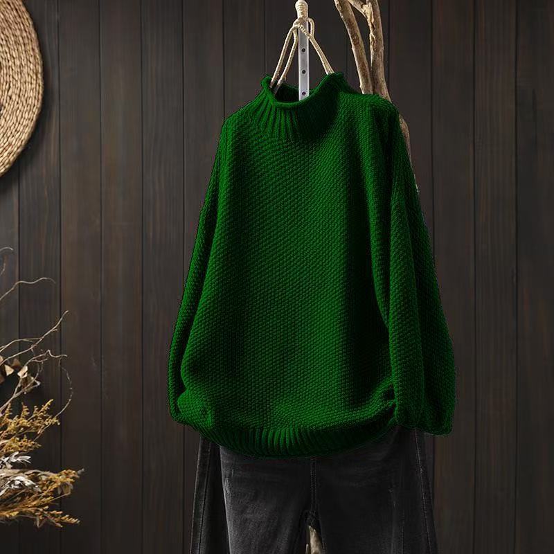 Elina - Damski sweter oversize z golfem luźny i przytulny