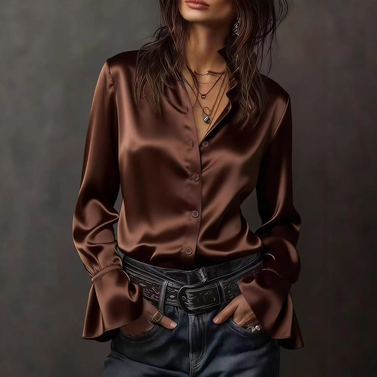 Karin – Women Elegant Silk Blouse - Image 3