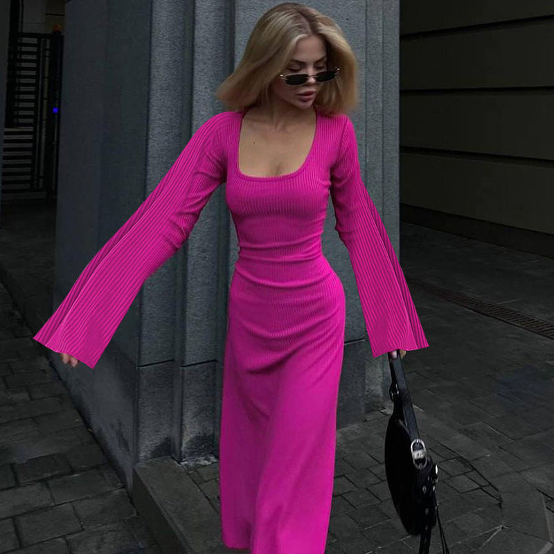Natalia – Damska sukienka maxi z prostym krojem i subtelnym dekoltem