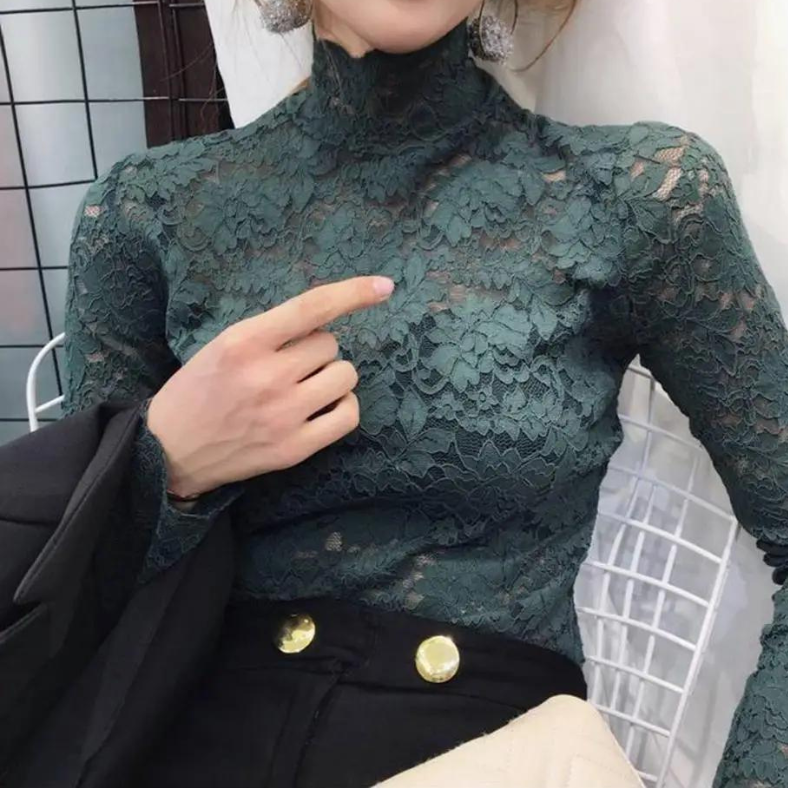 Hannah – Women’s Elegant Lace Top with High Neck – Floral Lace Blouse - Image 5