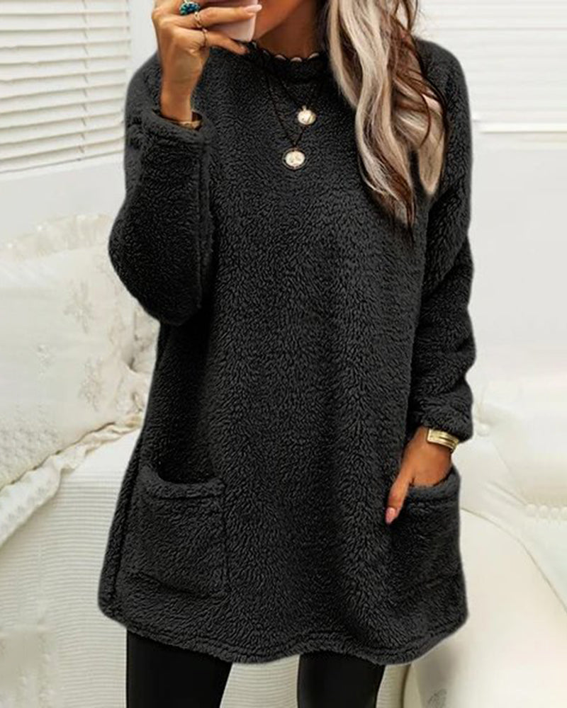 Lena - Damski sweter oversize czarny z kieszeniami