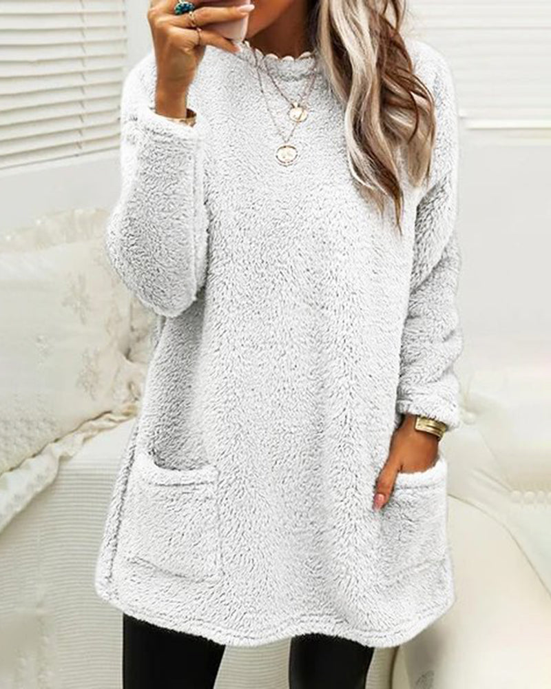 Lena - Damski sweter oversize czarny z kieszeniami