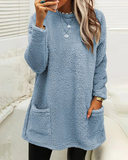 Lena - Damski sweter oversize czarny z kieszeniami