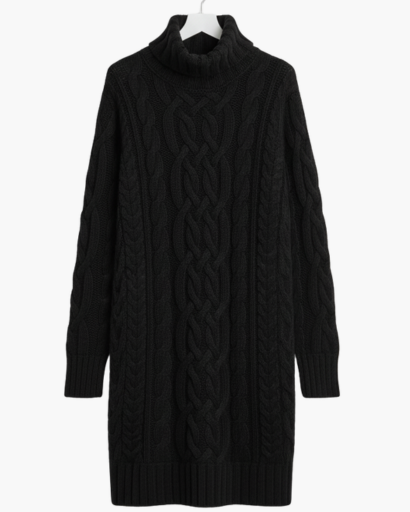 Clara – Elegancka dzianinowa sukienka swetrowa damska z golfem