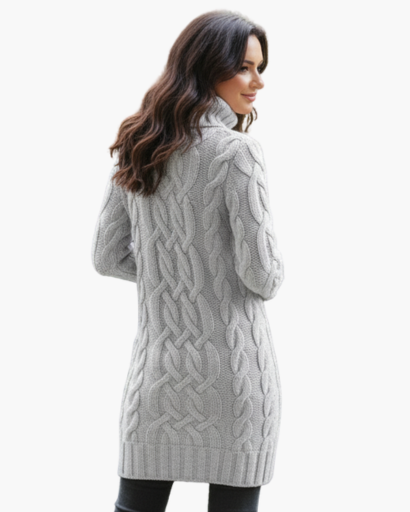 Clara – Elegancka dzianinowa sukienka swetrowa damska z golfem