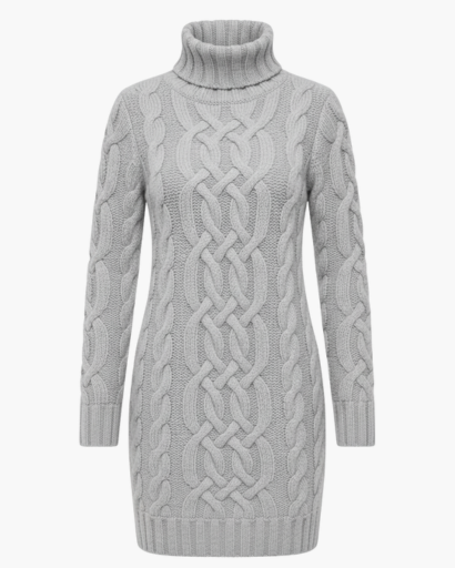 Clara – Elegancka dzianinowa sukienka swetrowa damska z golfem