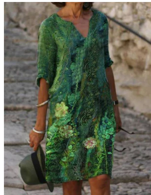 Marie – Midi-Kleid für Damen mit Blumenmuster und V-Ausschnitt - Image 1