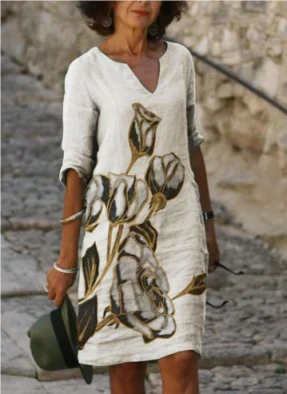 Marie – Midi-Kleid für Damen mit Blumenmuster und V-Ausschnitt - Image 3
