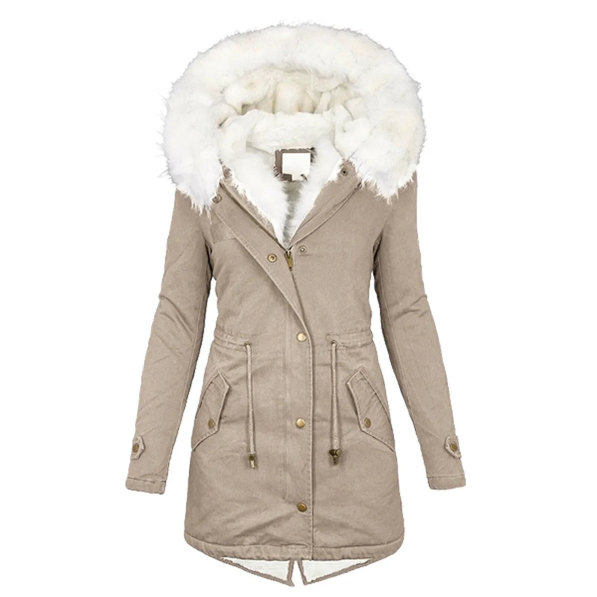 Parka Women's Longline Jacket with Faux Fur Hood - Image 12