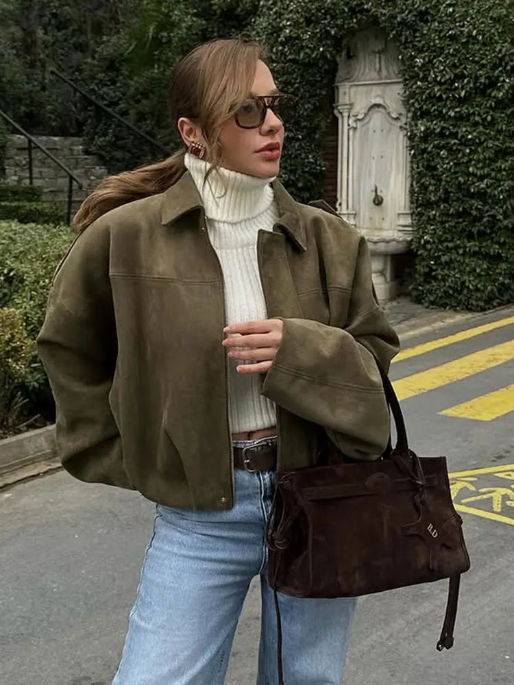 Sara - Kurtka bawełna z imitacji zamszu dla kobiet
