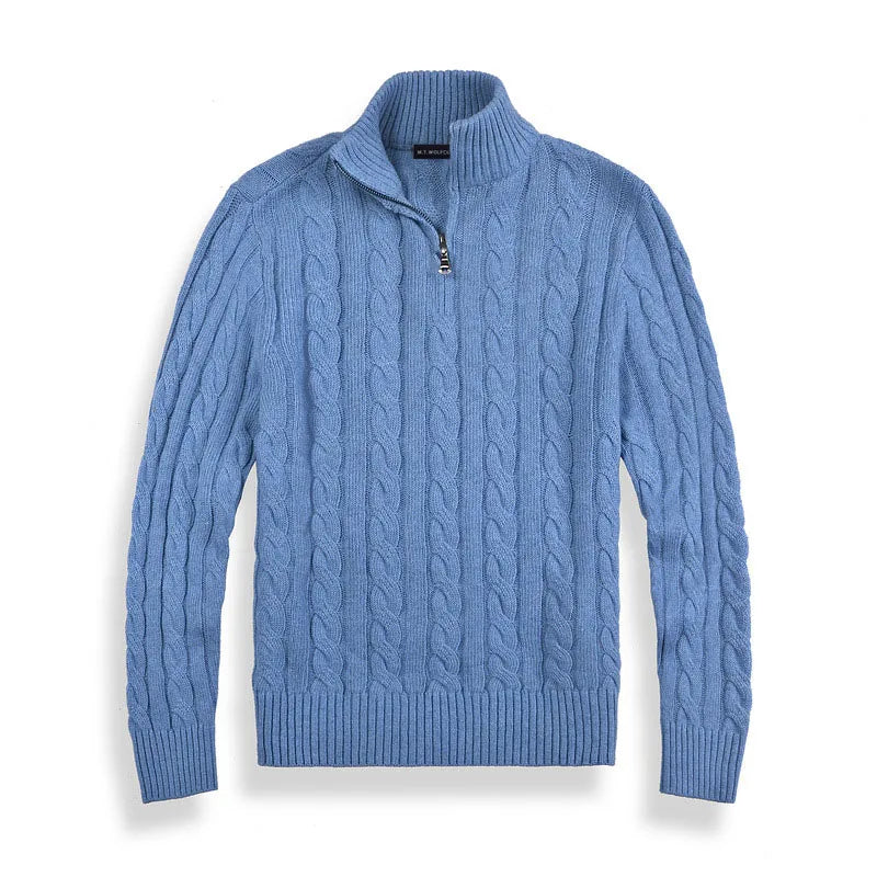 Victor – Męski sweter pół-zip warkoczowy