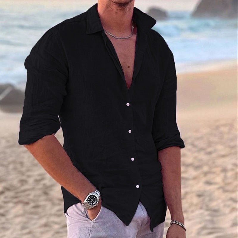 Fabian – Stylish linen long-sleeved shirt for Men - Image 2
