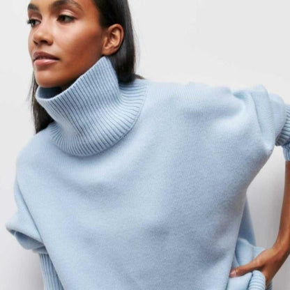 Amelia – sweter kaszmir damski oversize z golfem w kolorze fuksji