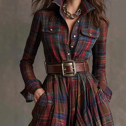 Hannah – Elegant Long Check Dress for Women - Image 4