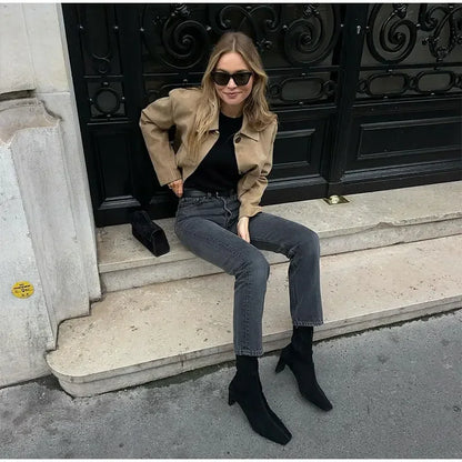 Amara - Krótka kurtka z zamszu dla kobiet