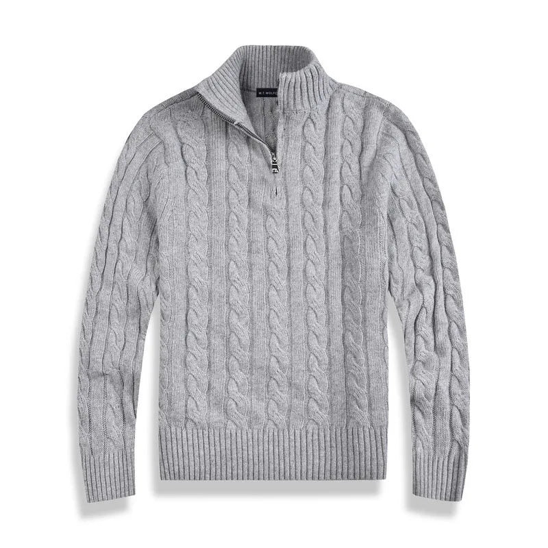 Victor – Męski sweter pół-zip warkoczowy
