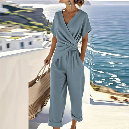Luna – Women Elegant wrap-style jumpsuit - Image 1