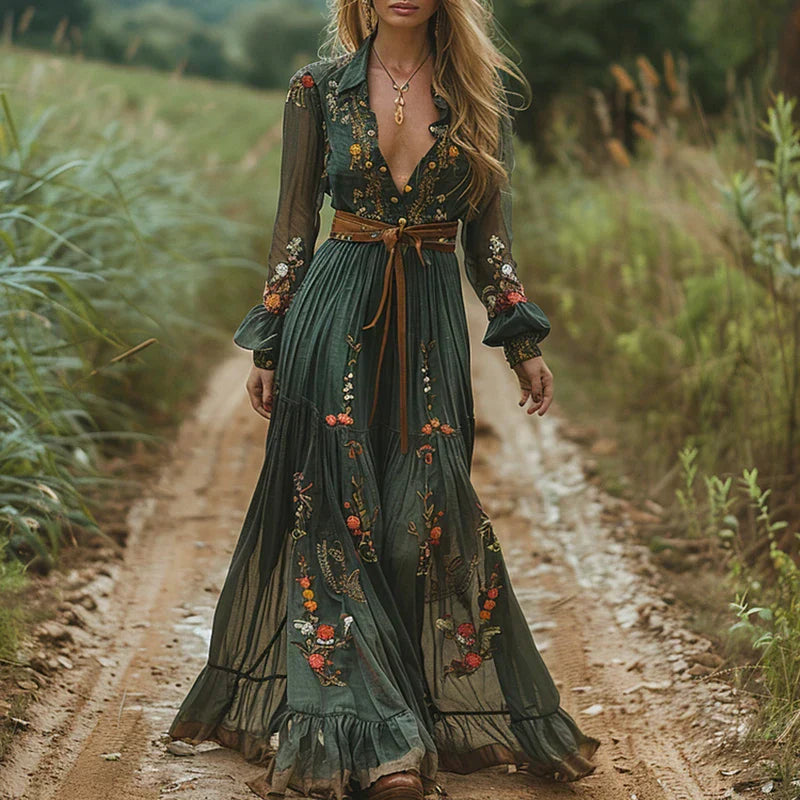 Helga – Women Bohemian Floral  Dress - Image 1