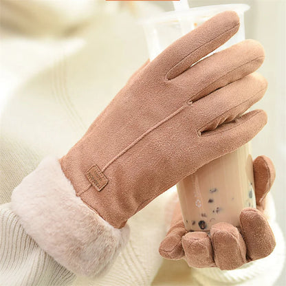 Clara – Rękawiczki Zimowe z Futrzanym Mankietem Damskie