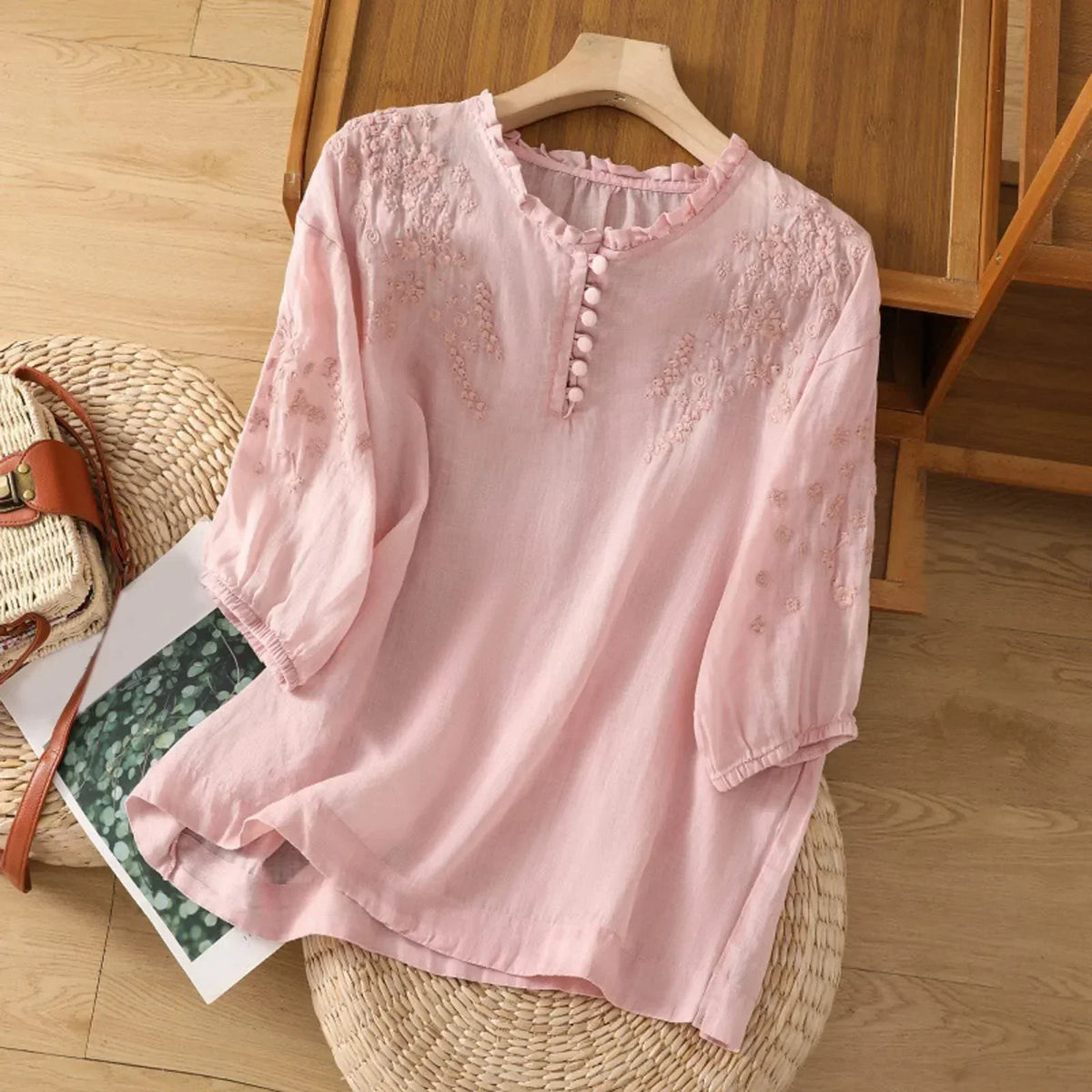 Annemarie – Women Floral Button-Front Blouse - Image 2