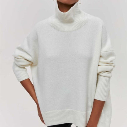 Amelia – sweter kaszmir damski oversize z golfem w kolorze fuksji