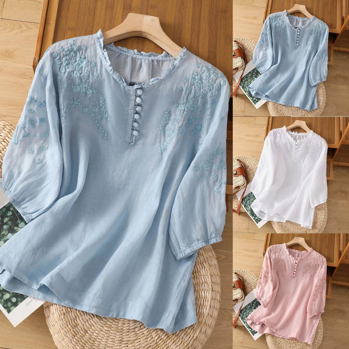 Annemarie – Women Floral Button-Front Blouse - Image 5