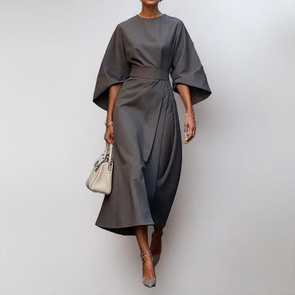 Paula – Elegant Satin Batwing Sleeve Dress for Women - Image 6