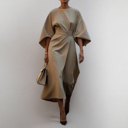 Paula – Elegant Satin Batwing Sleeve Dress for Women - Image 7