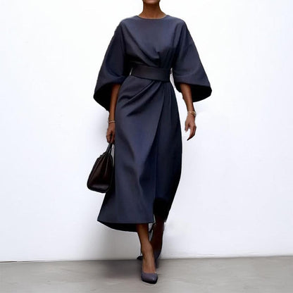Paula – Elegant Satin Batwing Sleeve Dress for Women - Image 8