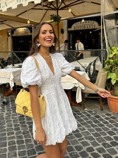 Melanie – Elegant Summer Dress with Embroidered Ruffles for Women - Image 1