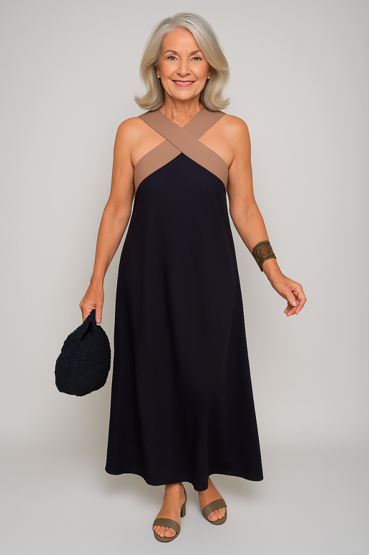 Susanne – Women Cross-Neck Maxi Dress - Image 1