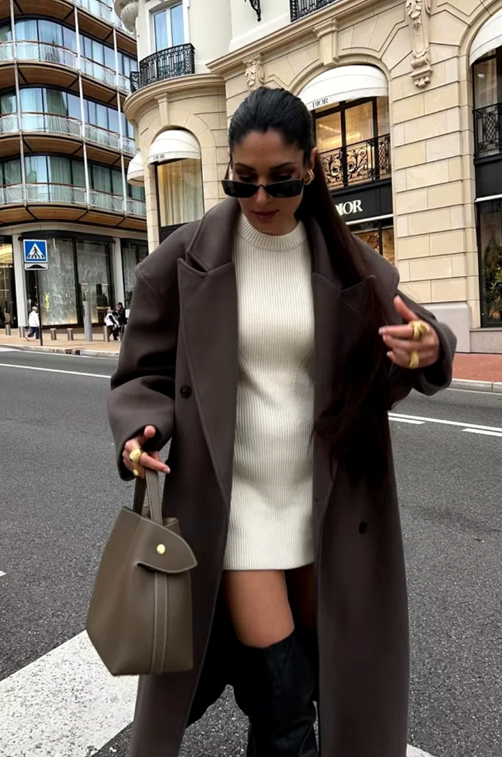Clara - Płaszcz damski oversize elegancki z kołnierzem