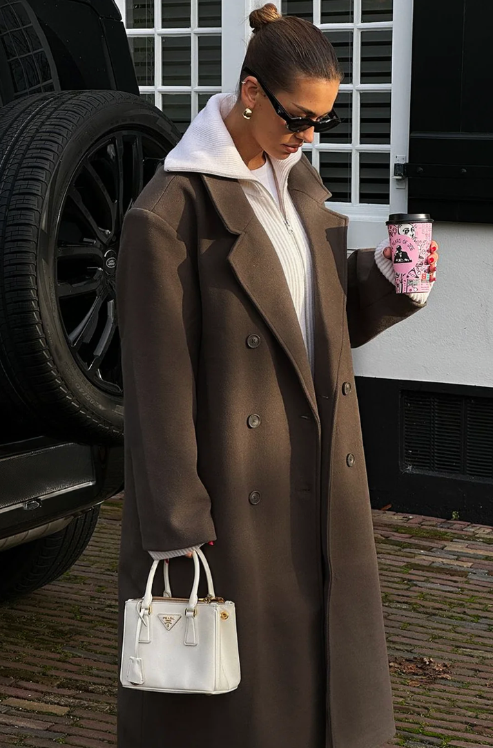 Clara - Płaszcz damski oversize elegancki z kołnierzem
