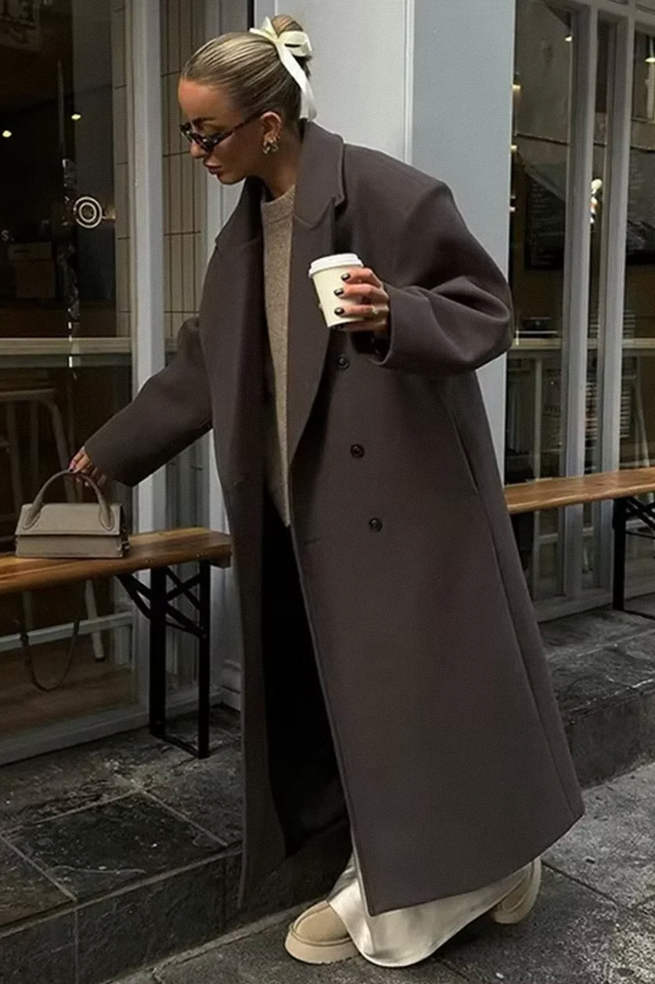 Clara - Płaszcz damski oversize elegancki z kołnierzem
