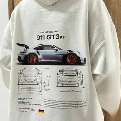Adrian - Bluza męska oversize z nadrukiem Porsche