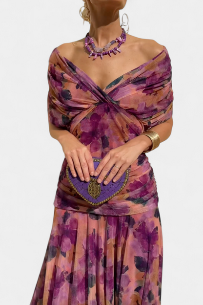 Paula – Elegant Off-Shoulder Draped Dress for Women - Image 7
