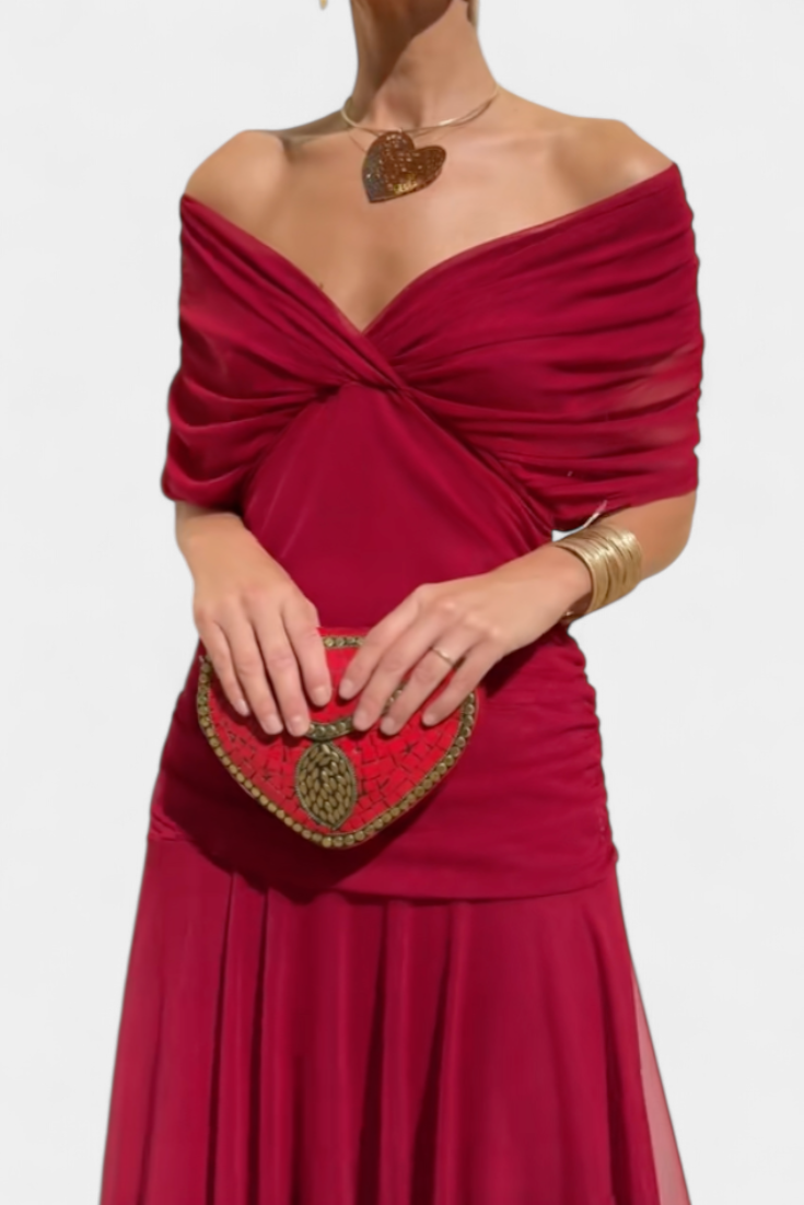 Paula – Elegant Off-Shoulder Draped Dress for Women - Image 10