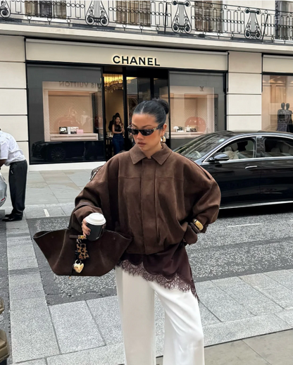 Olga – Damska Oversize Kurtka z Miękkiej Tkaniny