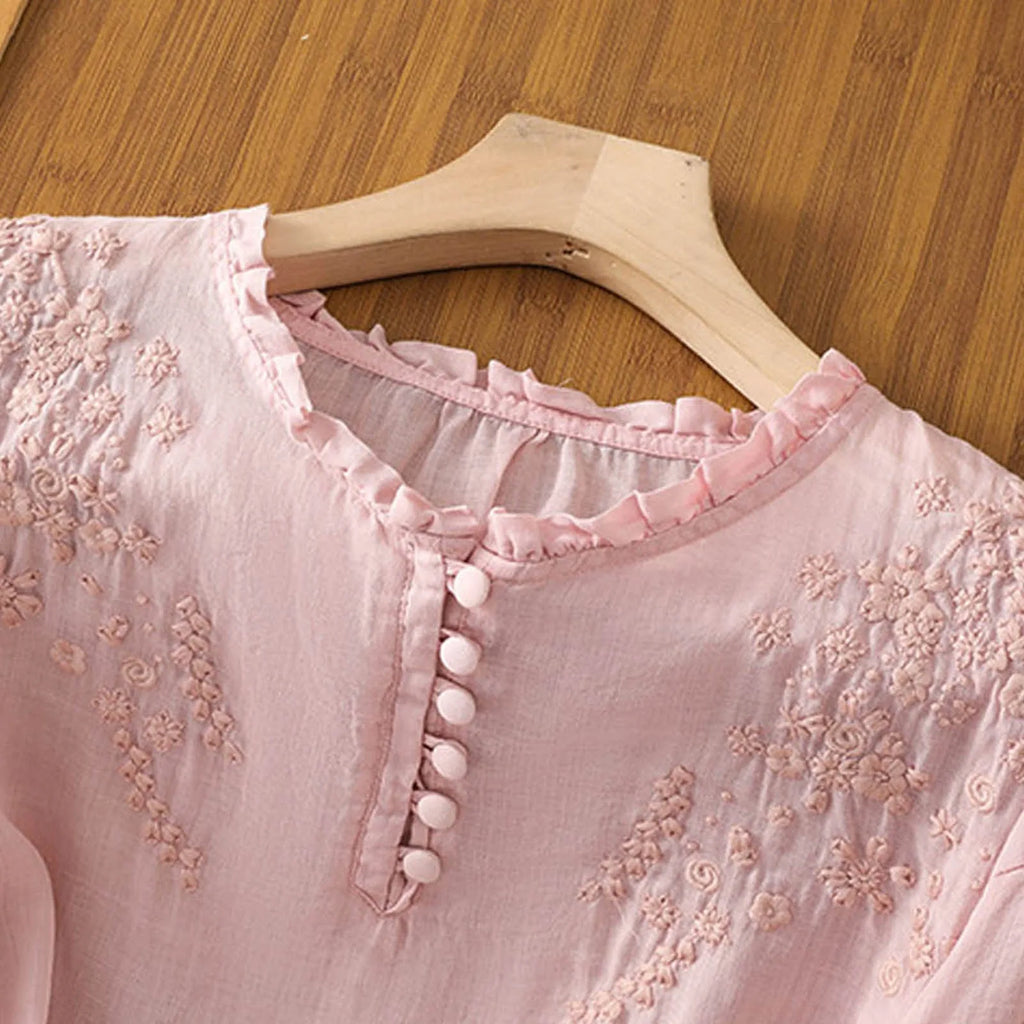 Annemarie – Women Floral Button-Front Blouse - Image 4