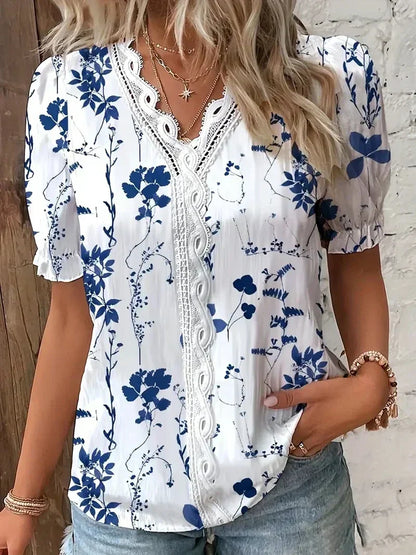 Carina – Floral Lace V-Neck Blouse - Image 2
