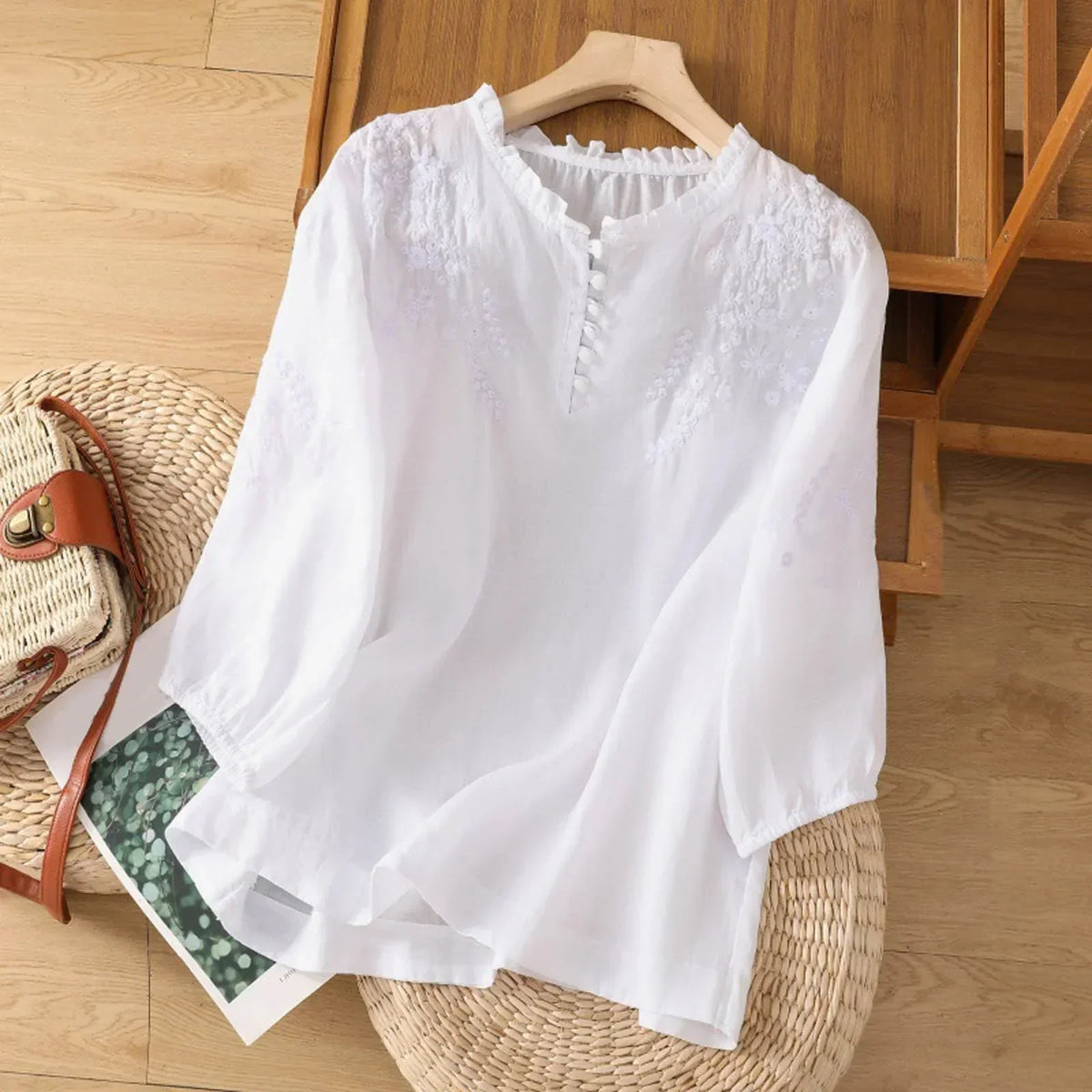 Annemarie – Women Floral Button-Front Blouse - Image 3