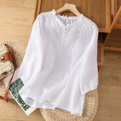 Annemarie – Women Floral Button-Front Blouse - Image 3