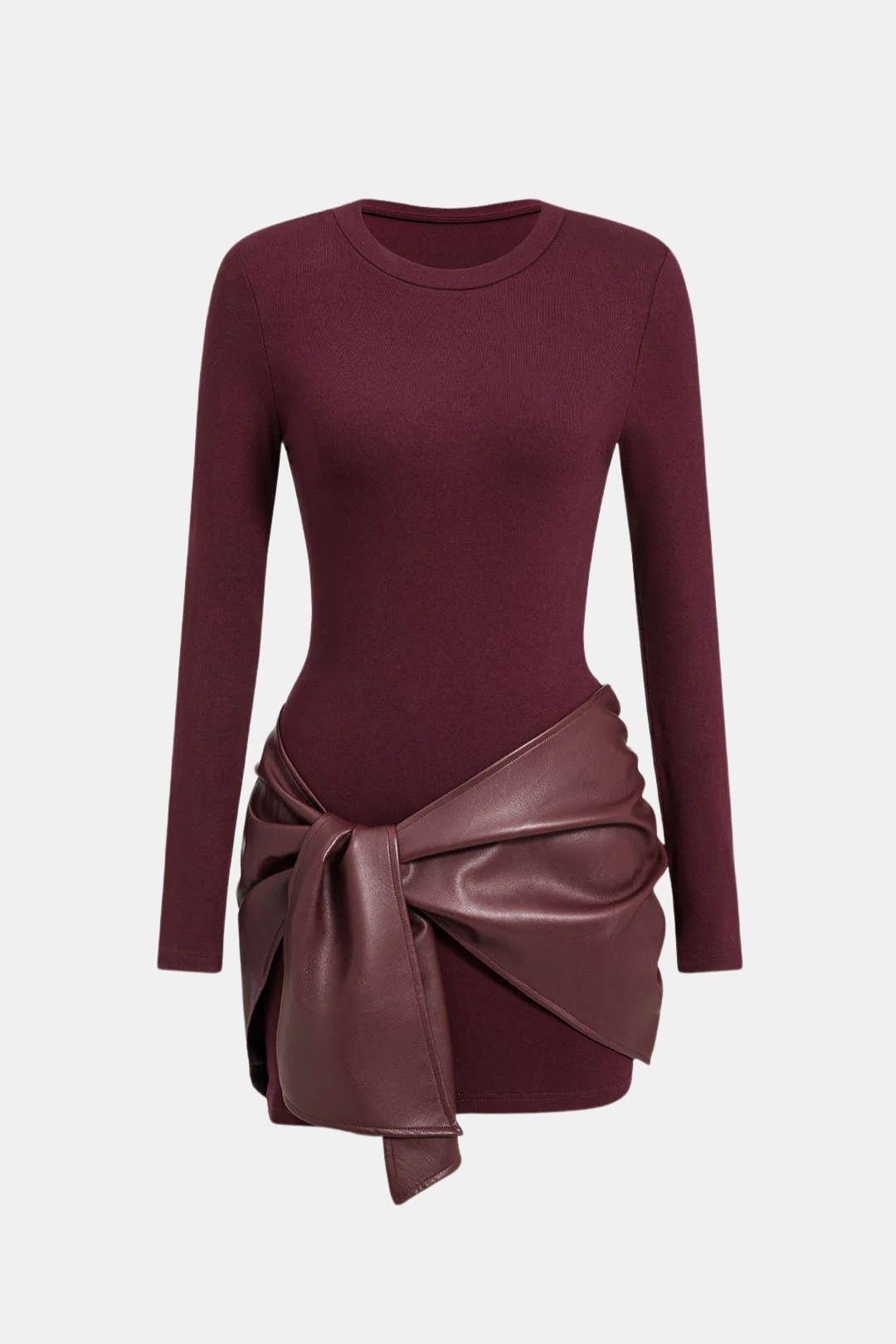 Brigitte – Elegant Patchwork Wrap Dress - Image 1