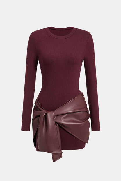 Brigitte – Elegant Patchwork Wrap Dress - Image 1
