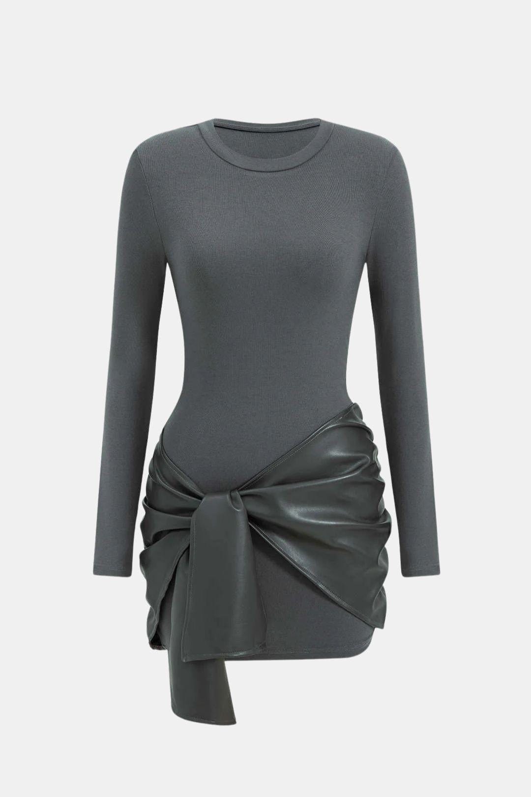 Brigitte – Elegant Patchwork Wrap Dress - Image 7