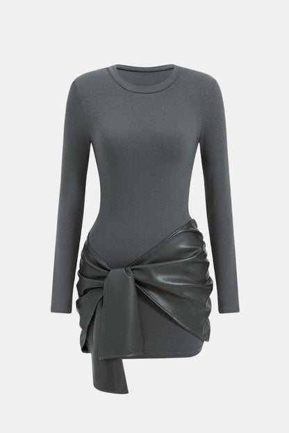 Brigitte – Elegant Patchwork Wrap Dress - Image 7