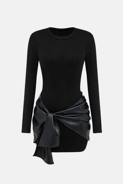 Brigitte – Elegant Patchwork Wrap Dress - Image 3