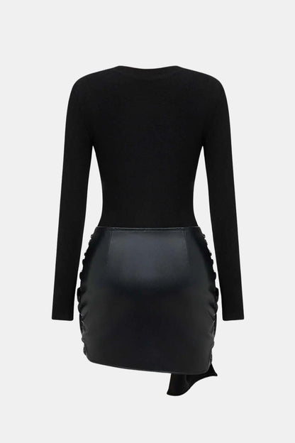 Brigitte – Elegant Patchwork Wrap Dress - Image 4