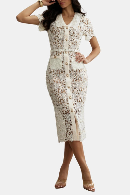 Gisela – V-Neck Embroidered Lace Dress - Image 2